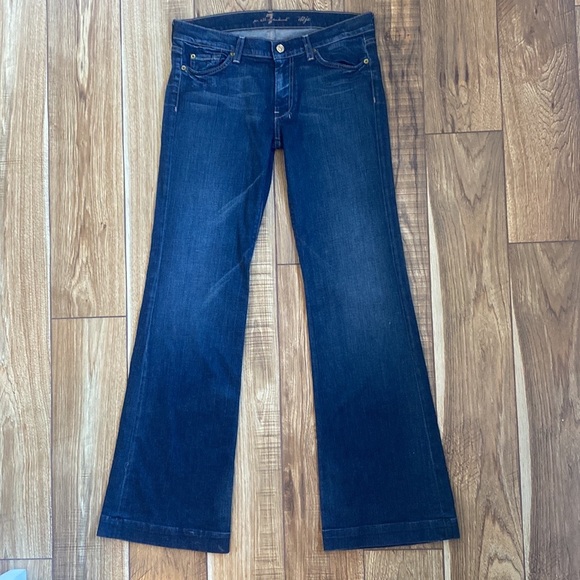 7 For All Mankind Dojo Jeans Size 31 Wide Leg Stretch - Picture 4 of 8